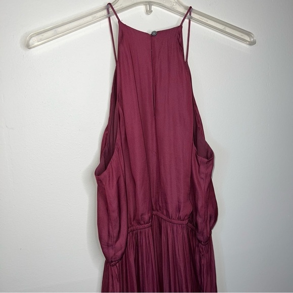 LOFT Garnet Red Flounce Midi Halter Dress Size Medium - Picture 6 of 16